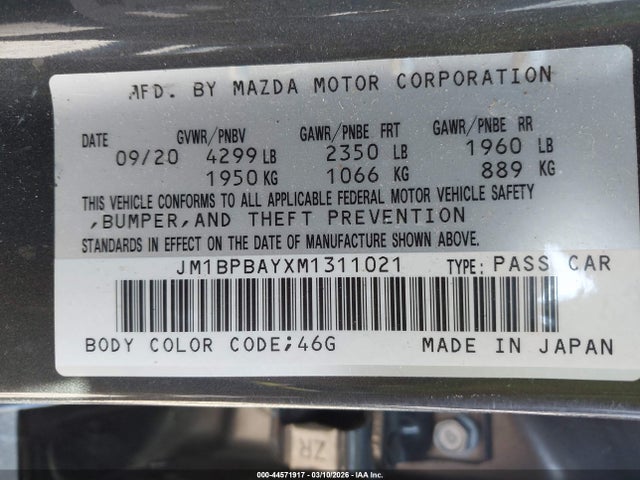 Продаж на аукціоні авто 2021 Mazda Mazda3 2.5 Turbo, vin: JM1BPBAYXM1311021, номер лоту: 44571917