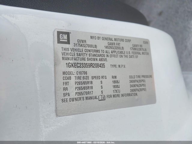 Aukcja sprzedaży 2009 Gmc Yukon Sle2, vin: 1GKEC23359R208435, numer aukcji: 44571960