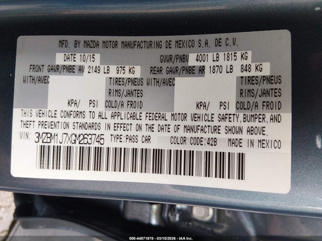 Продаж на аукціоні авто 2016 Mazda Mazda3 I Sport, vin: 3MZBM1J7XGM263745, номер лоту: 44571978
