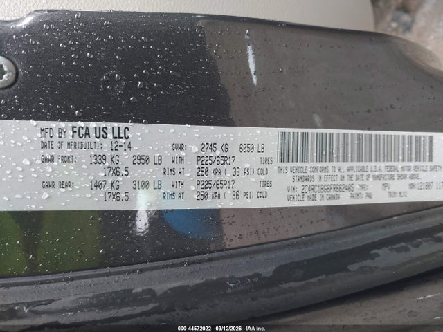 Продаж на аукціоні авто 2015 Chrysler Town & Country Touring, vin: 2C4RC1BG6FR662405, номер лоту: 44572022