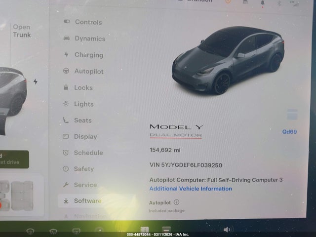 44572044 :رقم المزاد ، 5YJYGDEF6LF039250 vin ، 2020 Tesla Model Y Long Range Dual Motor All-wheel Drive/performance Dual Motor All-wheel Drive مزاد بيع