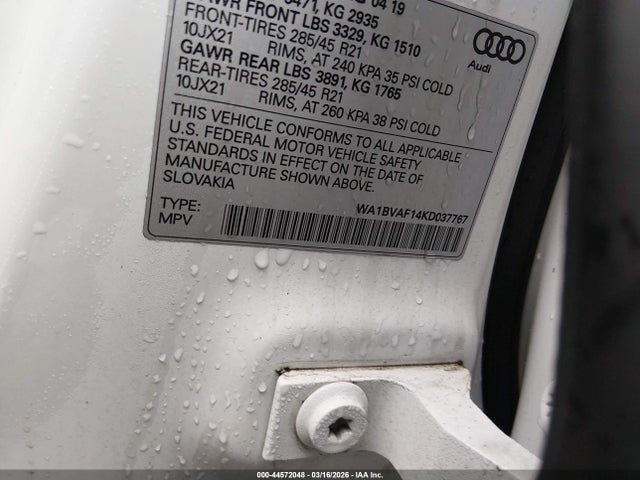 Продажа на аукционе авто 2019 Audi Q8 55 Premium, vin: WA1BVAF14KD037767, номер лота: 44572048