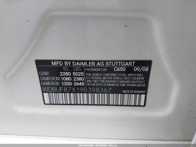 Auction sale of the 2009 Mercedes-benz E 350 4matic, vin: WDBUF87X19B398367, lot number: 44572069