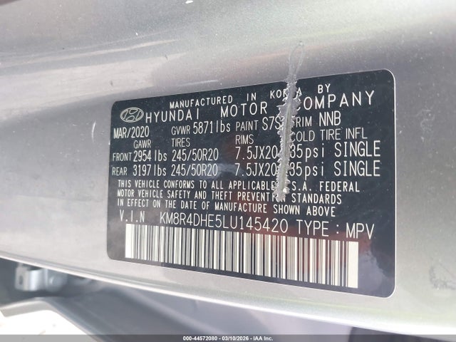 2020 HYUNDAI PALISADE KM8R4DHE5LU145420 Photo 8
