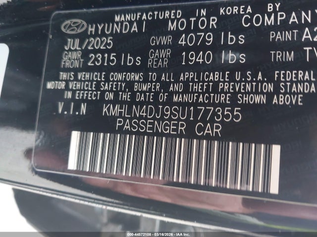 Aukcja sprzedaży 2025 Hyundai Elantra Hybrid Limited, vin: KMHLN4DJ9SU177355, numer aukcji: 44572108