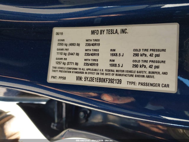 2019 TESLA MODEL 3 5YJ3E1EB0KF392139 Photo 8