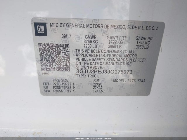 Aukcja sprzedaży 2018 Gmc Sierra 1500 Denali, vin: 3GTU2PEJ3JG175071, numer aukcji: 44572155