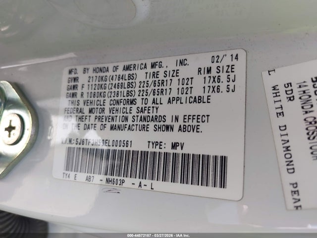 5J6TF3H59EL000561 Honda Crosstour Ex-l