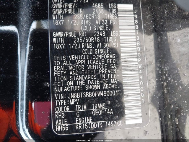 Продажа на аукционе авто 2023 Nissan Rogue Sv Intelligent Awd, vin: JN8BT3BB0PW490001, номер лота: 44572198