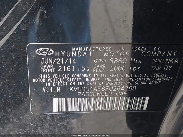 Hyundai Elantra Limited 2015 KMHDH4AE8FU264768 Image 9