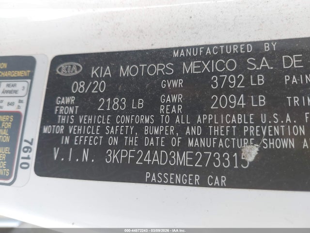 KIA Forte Lxs 2021 3KPF24AD3ME273315 Image 9