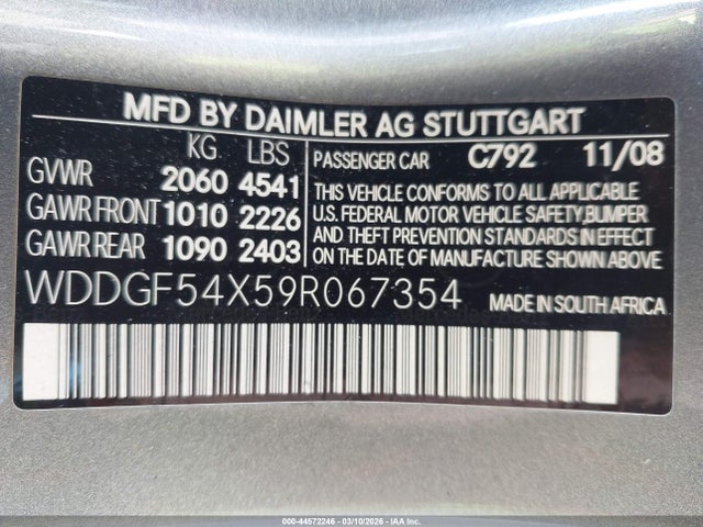 Auction sale of the 2009 Mercedes-benz C 300 Sport, vin: WDDGF54X59R067354, lot number: 44572246
