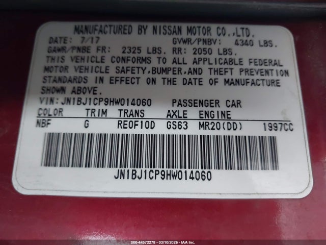 JN1BJ1CP9HW014060 Nissan Rogue Sport S