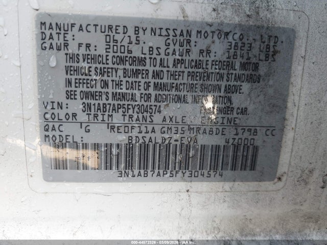 Nissan SENTRA SV 2015 3N1AB7AP5FY304574 Image 9