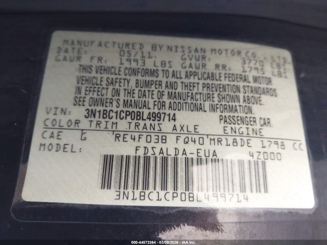 2011 NISSAN VERSA 3N1BC1CP0BL499714 Photo 8