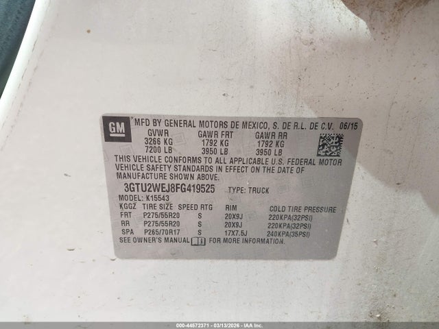 2015 GMC SIERRA 1500 3GTU2WEJ8FG419525 Photo 8