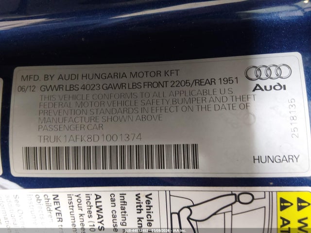 2013 AUDI TTS TRUK1AFK8D1001374 Photo 8