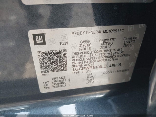 2020 Chevrolet Silverado 1500 2wd  Short Bed Custom მანქანა იყიდება აუქციონზე, vin: 1GCPWBEF4LZ148058, აუქციონის ნომერი: 44572556