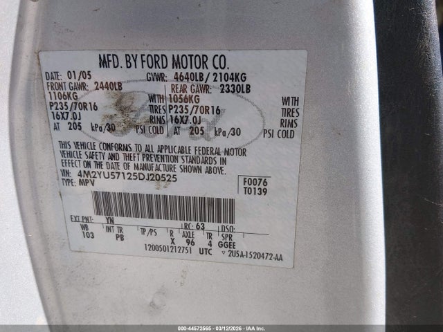 2005 MERCURY MARINER 4M2YU57125DJ20525 Photo 8
