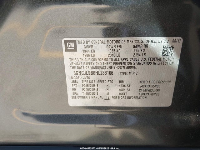 2017 CHEVROLET TRAX 3GNCJLSB6HL288106 Photo 8