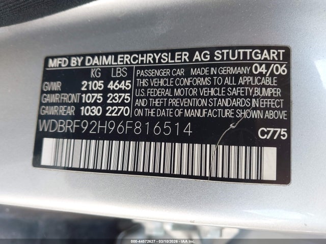 Aukcja sprzedaży 2006 Mercedes-benz C 280 Luxury 4matic, vin: WDBRF92H96F816514, numer aukcji: 44572627