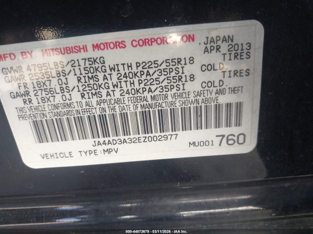 Mitsubishi Outlander Se 2014 JA4AD3A32EZ002977 Image 9