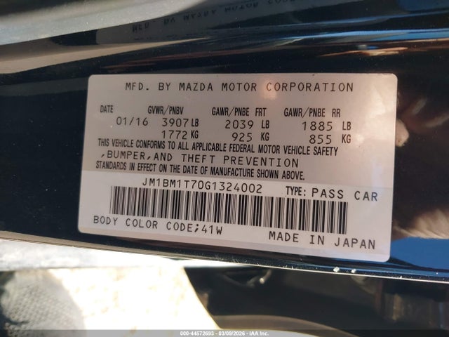 Aukcja sprzedaży 2016 Mazda Mazda3 I Sport, vin: JM1BM1T70G1324002, numer aukcji: 44572693