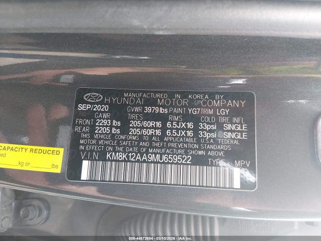 Продаж на аукціоні авто 2021 Hyundai Kona Se, vin: KM8K12AA9MU659522, номер лоту: 44572694