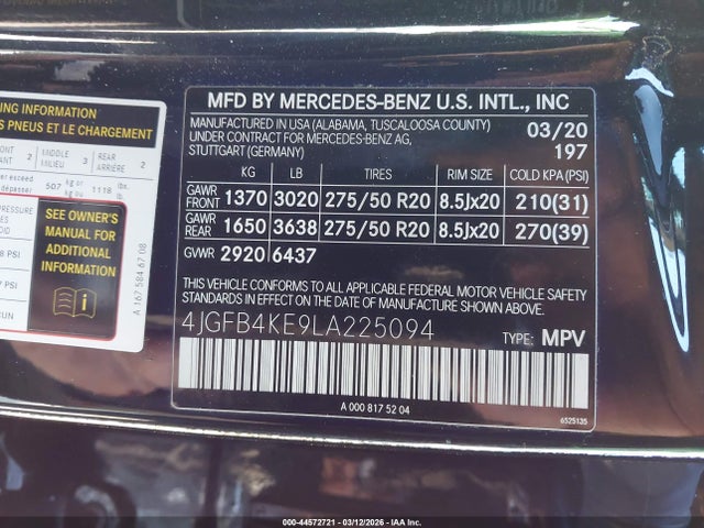 4JGFB4KE9LA225094 Mercedes-Benz Gle 350 4matic