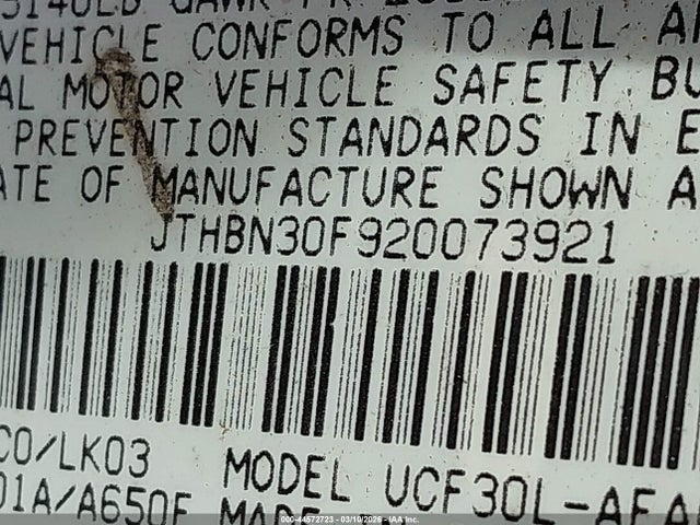 2002 LEXUS LS 430 JTHBN30F920073921 Photo 8