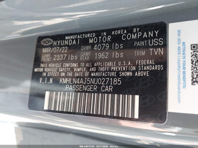 KMHLN4AJ5NU027185 Hyundai Elantra Hybrid Limited