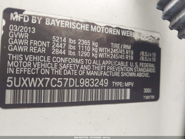 Aukcja sprzedaży 2013 Bmw X3 Xdrive35i, vin: 5UXWX7C57DL983249, numer aukcji: 44572742