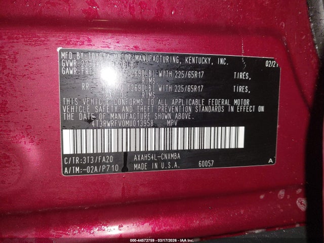 2021 TOYOTA RAV4 HYBRID 4T3RWRFV0MU013958 Photo 8