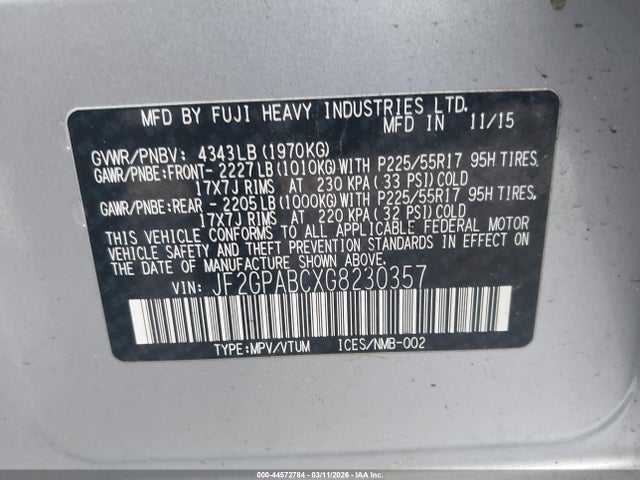 Продаж на аукціоні авто 2016 Subaru Crosstrek 2.0i Premium, vin: JF2GPABCXG8230357, номер лоту: 44572784