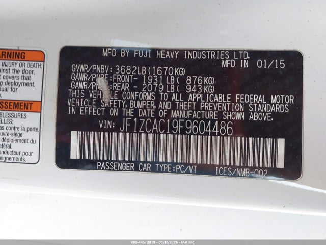 Subaru Brz Limited 2015 JF1ZCAC19F9604486 Image 9