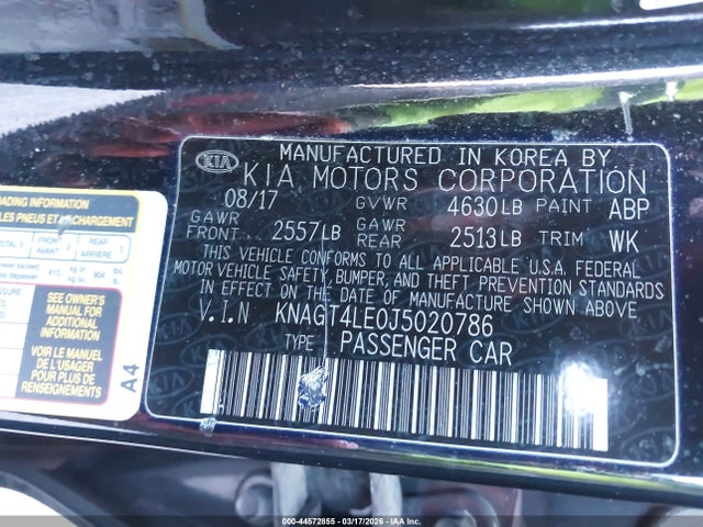 KNAGT4LE0J5020786 KIA Optima Hybrid Premium