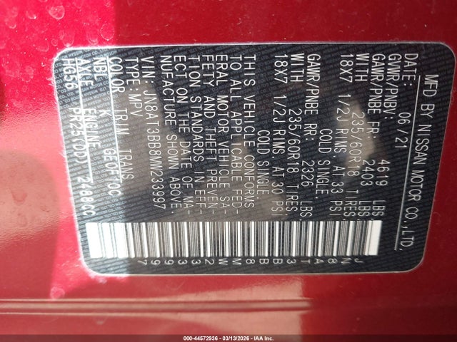 2021 NISSAN ROGUE JN8AT3BB8MW233997 Photo 8