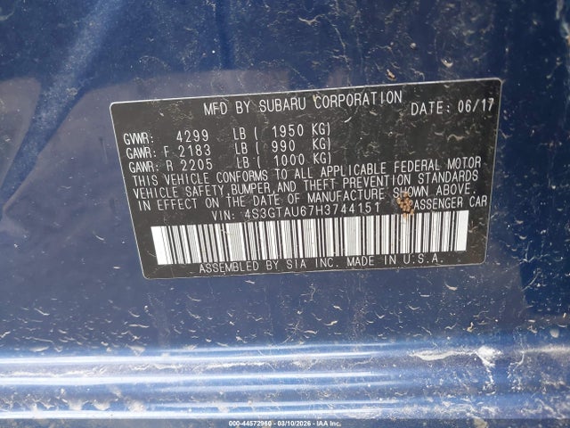 Продаж на аукціоні авто 2017 Subaru Impreza Limited, vin: 4S3GTAU67H3744151, номер лоту: 44572960