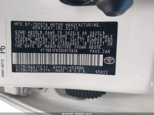 Продажа на аукционе авто 2013 Toyota Camry Hybrid Le, vin: 4T1BD1FK5DU075928, номер лота: 44572962