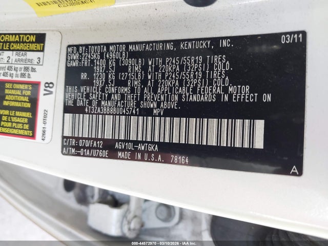 2011 TOYOTA VENZA 4T3ZA3BB8BU045741 Photo 8