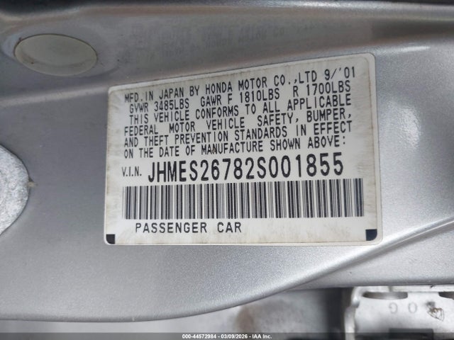 2002 HONDA CIVIC JHMES26782S001855 Photo 8