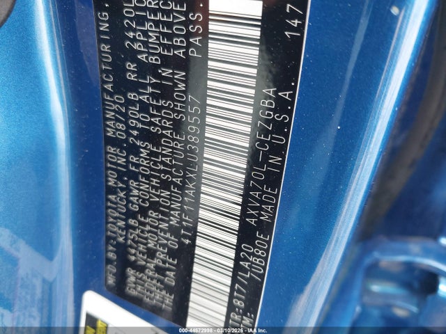4T1F11AKXLU389557 Toyota CAMRY XLE