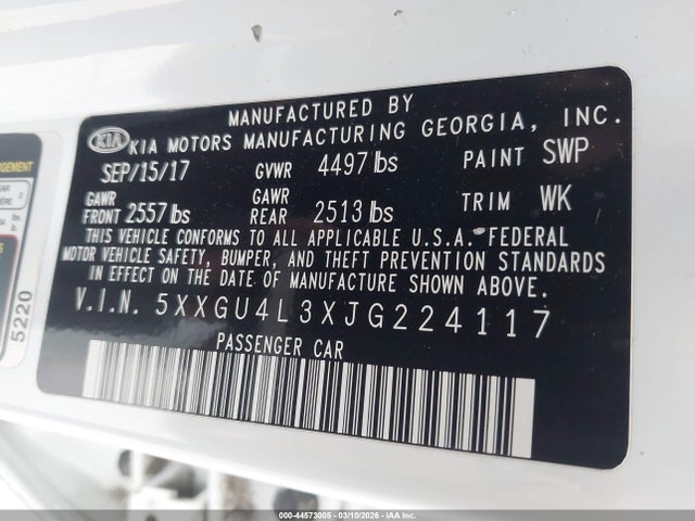 KIA OPTIMA EX 2018 5XXGU4L3XJG224117 Image 9