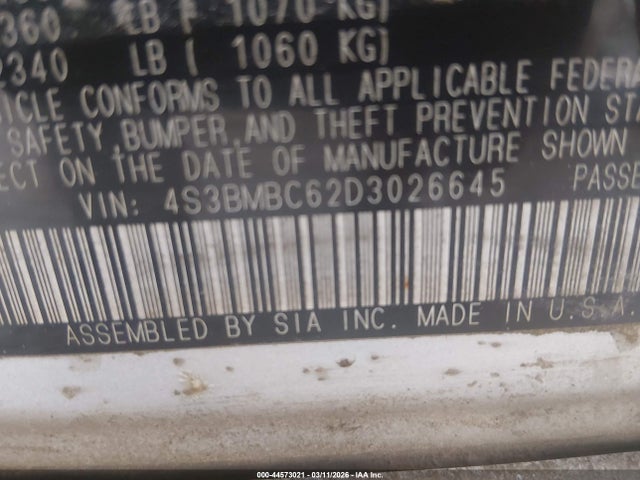 44573021 :رقم المزاد ، 4S3BMBC62D3026645 vin ، 2013 Subaru Legacy 2.5i Premium مزاد بيع