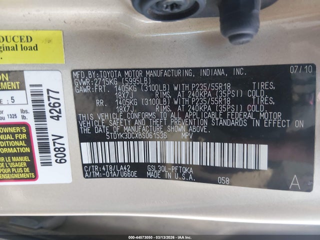 2011 TOYOTA SIENNA 5TDYK3DCXBS061536 Photo 8