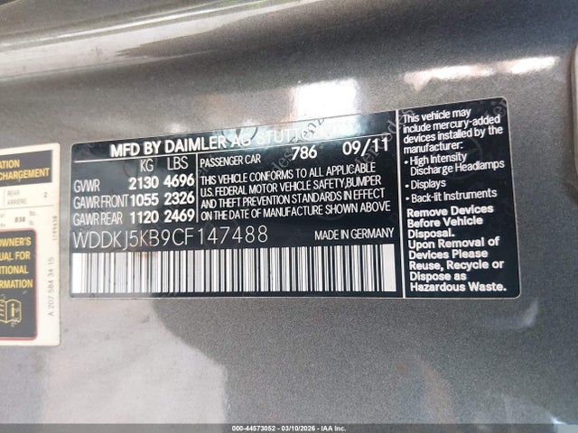Продажа на аукционе авто 2012 Mercedes-benz E 350, vin: WDDKJ5KB9CF147488, номер лота: 44573052