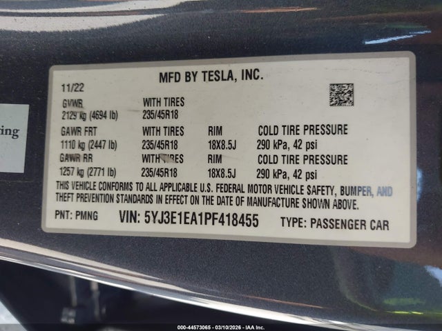 2023 TESLA MODEL 3 5YJ3E1EA1PF418455 Photo 8