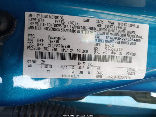 2015 FORD FOCUS 1FADP3K22FL264489 Photo 8