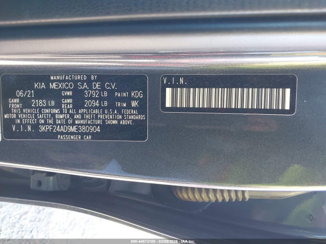 3KPF24AD9ME380904 KIA Forte Lxs