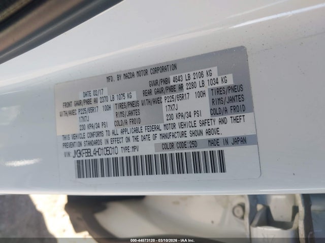 Aukcja sprzedaży 2017 Mazda Cx-5 Sport, vin: JM3KFBBL4H0105010, numer aukcji: 44573120